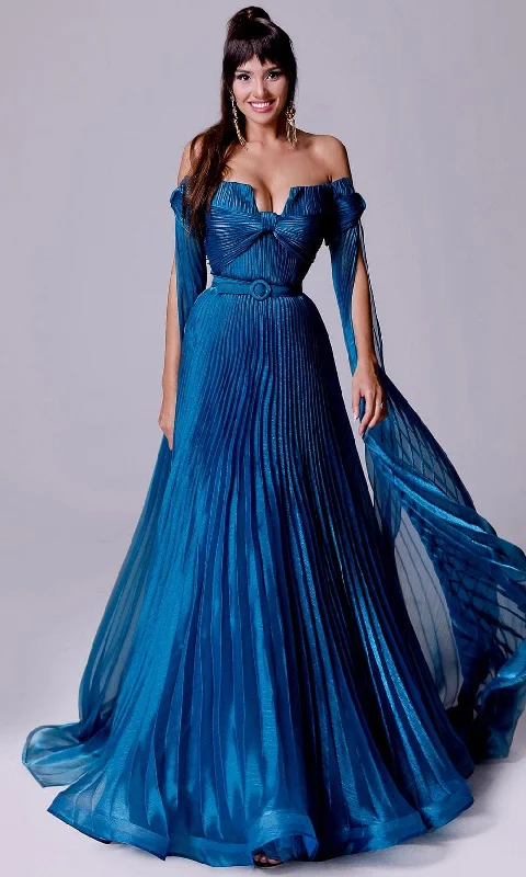 Discount Days MNM Couture 2694 - Pleated A-Line Evening Gown