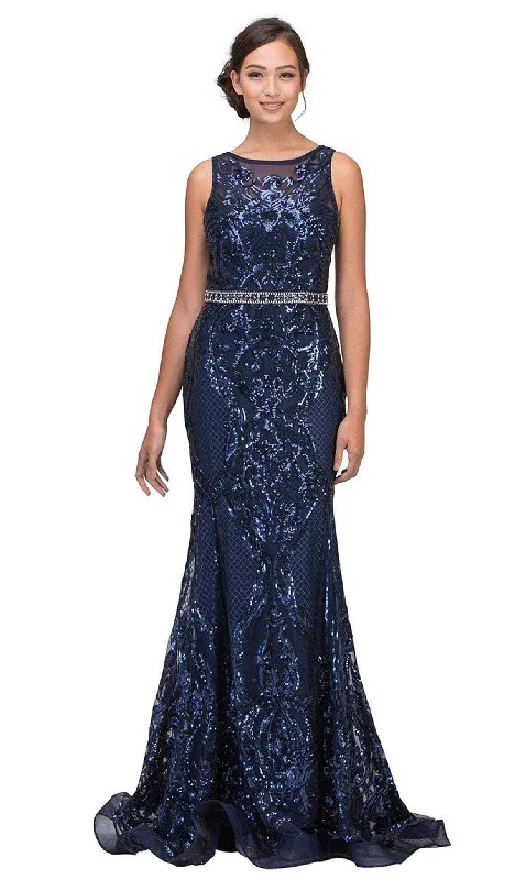 New Markdowns Eureka Fashion - 7335 Sequined Mesh Bateau Mermaid Dress