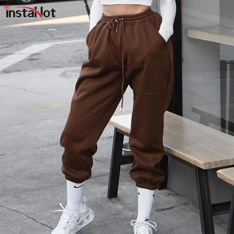 Unmissable Offer Awakecrm Christmas Gift InstaHot Autumn Women Sweatpant 90% Cotton Solid High Waist Trousers Cargo Pant Pockets Casual Streetwear Thicken Winter Capris Unmissable Offer Awakecrm Christmas Gift InstaHot Autumn Women Sweatpant 90% Cotton Solid High Waist Trousers Cargo Pant Pockets Casual Streetwear Thicken Winter Capris