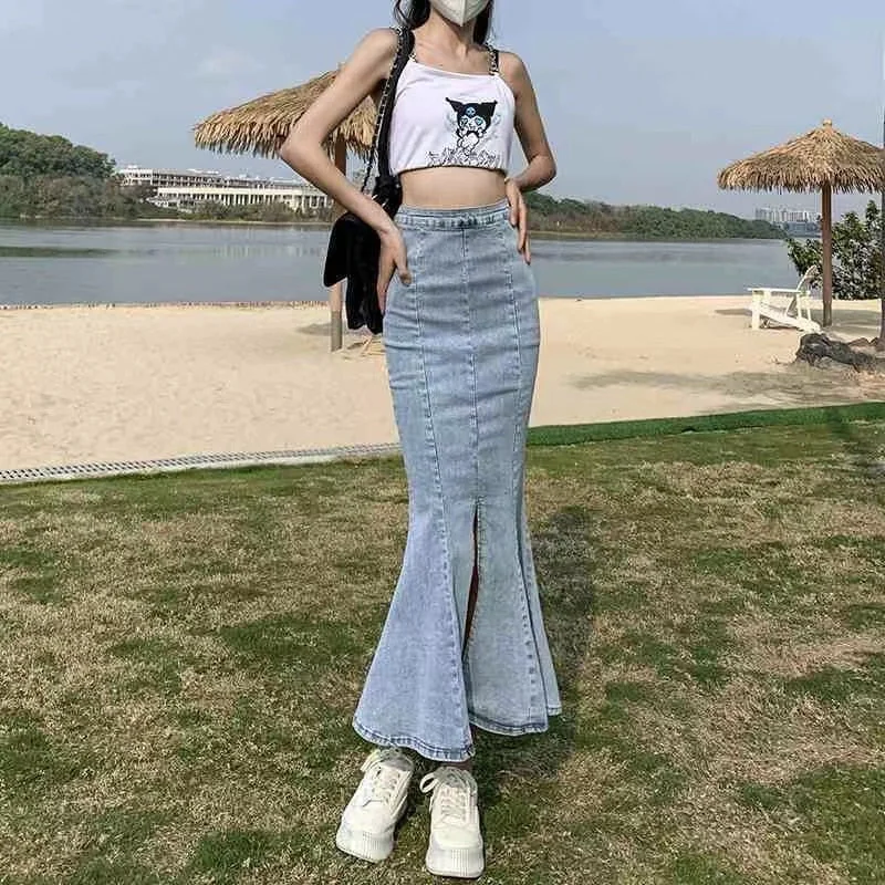 TIME-Limited Offer Joskka Sweet Cowboy Fishtail Dress Women Elasticity Slim y2k outfits Vent Buttock Covering Vintage Solid High Waist Denim Skirt TIME-Limited Offer Joskka Sweet Cowboy Fishtail Dress Women Elasticity Slim y2k outfits Vent Buttock Covering Vintage Solid High Waist Denim Skirt