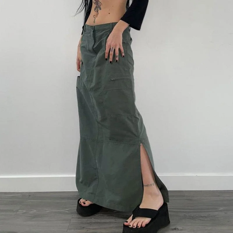 Stock Clearance Black Friday Sales Retro Gray Cargo Skirt Maxi Split Grunge Low Waist Rise Casual American Style Streetwear Y2k Fashion Vintage For Women Ladies Stock Clearance Black Friday Sales Retro Gray Cargo Skirt Maxi Split Grunge Low Waist Rise Casual American Style Streetwear Y2k Fashion Vintage For Women Ladies