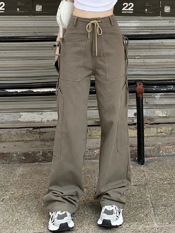 Clearance Items Awakecrm Autumn Retro Trousers Women Drawstring Pocket Cargo Pants Women Full Length Streetwear Fashion Vintage Pants Wide Leg Clearance Items Awakecrm Autumn Retro Trousers Women Drawstring Pocket Cargo Pants Women Full Length Streetwear Fashion Vintage Pants Wide Leg
