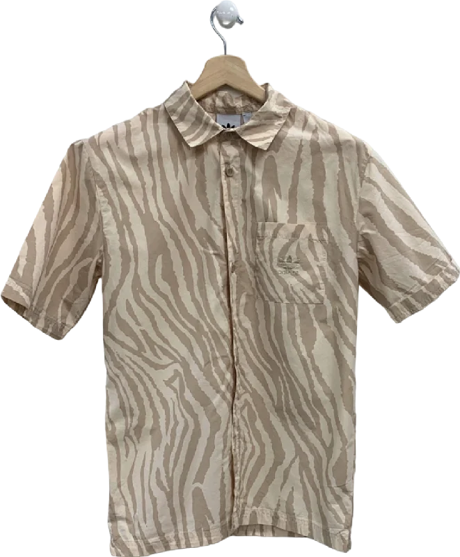 Last Chance Adidas Beige Printed Short Sleeve Shirt UK S