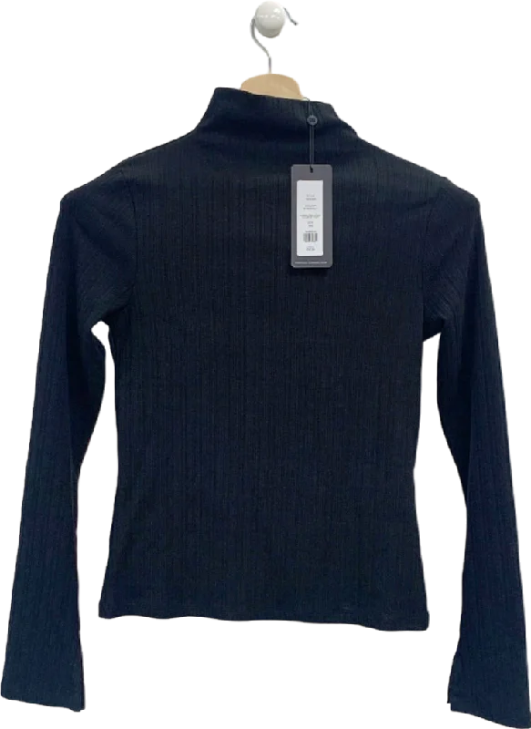 Don’t Miss Out French Connection Black Ribbed Turtleneck Top UK XS