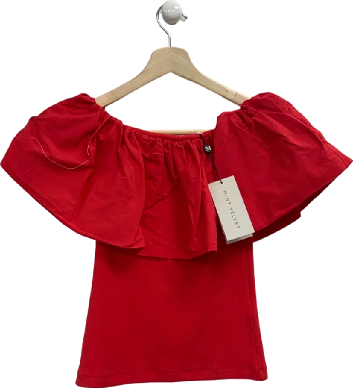 Price Slash Mint Velvet Red Off-Shoulder Top UK XS