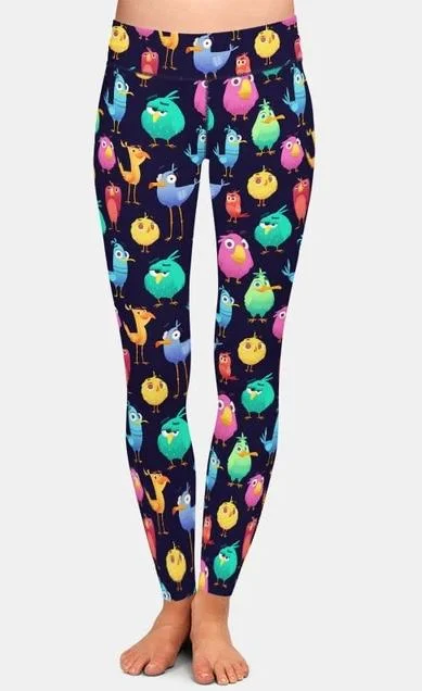 Low Prices Ladies 3D Cute and Funny Coloured Birds Digital Printed Leggings