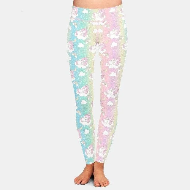 Price Rollback Ladies 3D Cute Unicorn Sleeping On A Cloud Printed Leggings