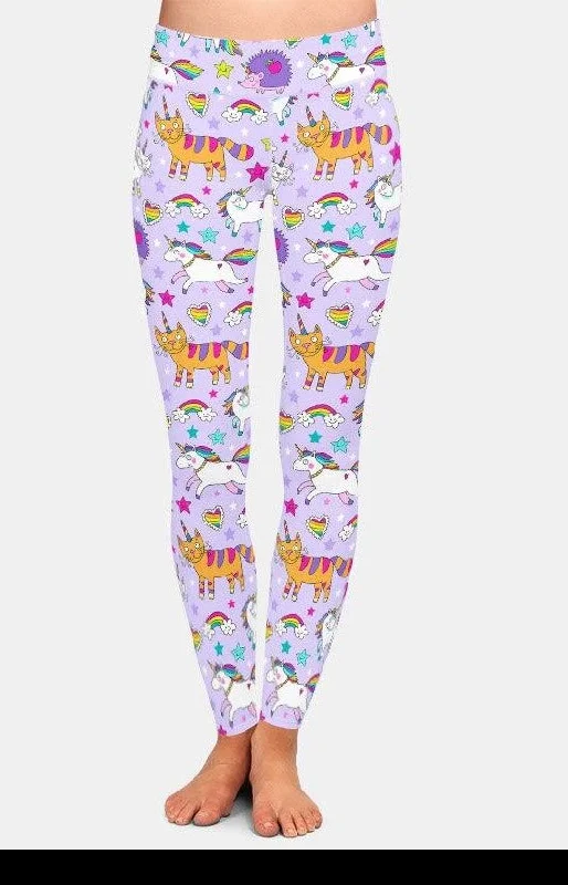 Year-End Sale Ladies 3D Cute Unicorns, Hedgehogs & Cats Printed Leggings