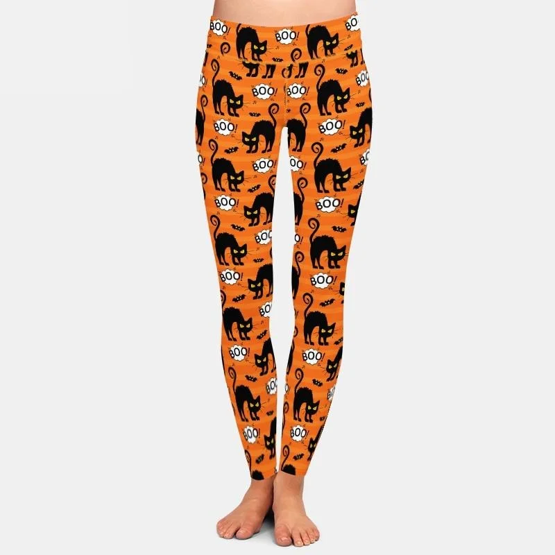 Special Savings Ladies 3D Halloween Black Cats Printed Leggings