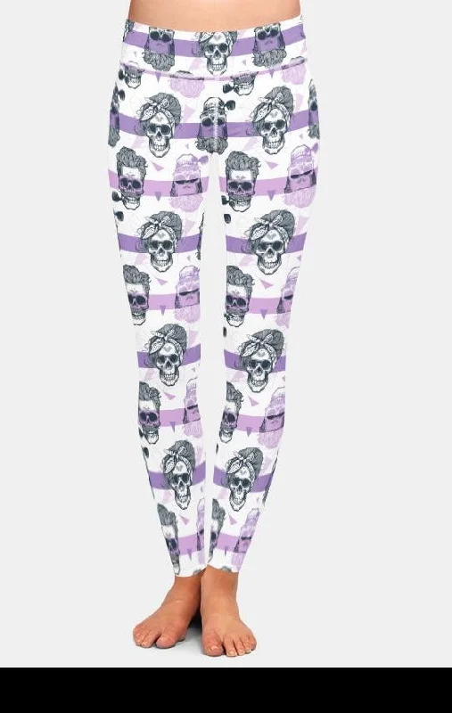 Flash Sale Ladies 3D Pop Art Style With Skeleton Heads Printed Leggings