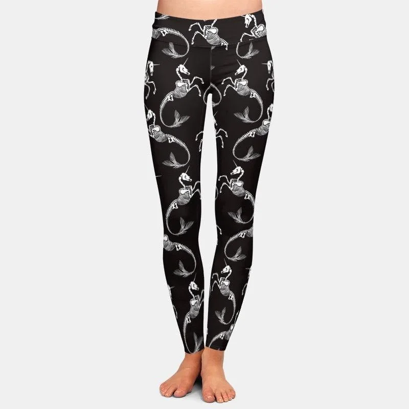 Huge Discounts Ladies 3D Printed Unicorn Skeletons Leggings