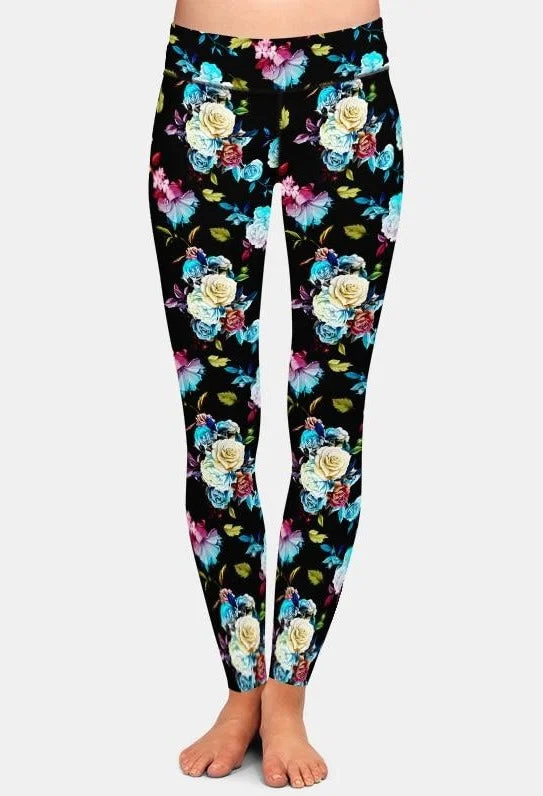 Steals and Deals Ladies Assorted Floral Printed Brushed Leggings