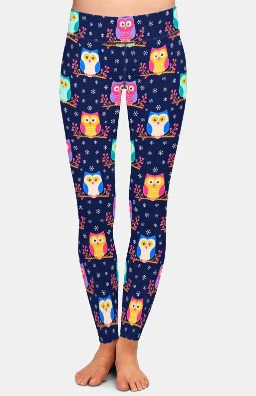 Hot Deal Ladies Cute 3D Colourful Owls Printed Leggings