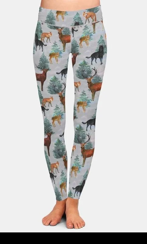 Members Only Ladies Deer & Fox Printed Milk Silk Leggings