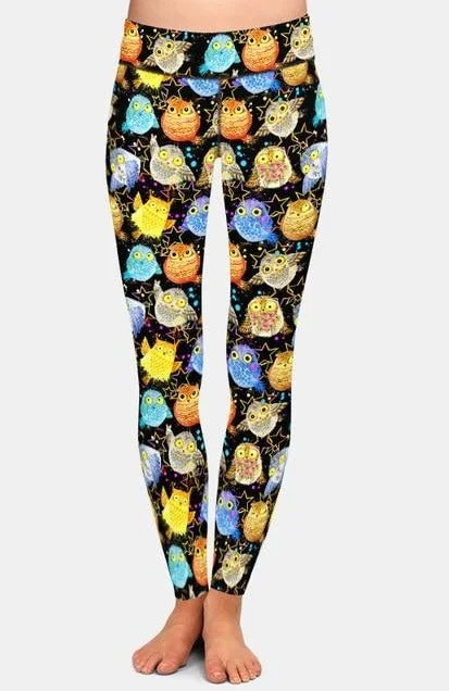 Special Discount Ladies Gorgeous Colourful Owls Printed Leggings