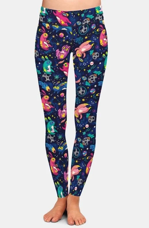 Massive Deals Ladies Gorgeous Space Bunnies Soft Printed Leggings