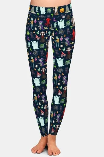 Today’s Deal Ladies Halloween Ghosts And Scary Stuff Brushed Leggings