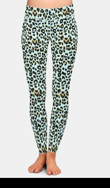Limited Time Offer Ladies HOT Blue/Gold 3D Leopard Printed Leggings