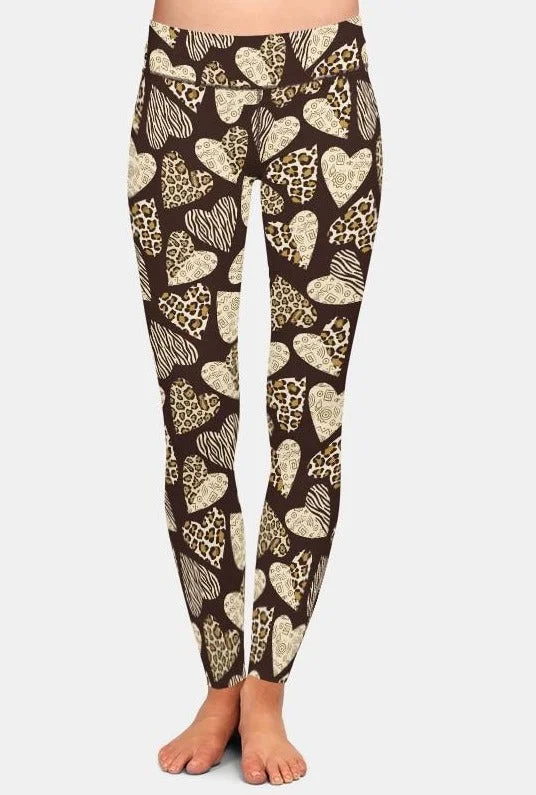 Sneak Peek Sale Ladies Leopard Hearts Printed Leggings