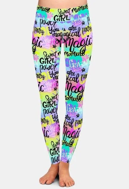 Stock Clearance Ladies New Fashion Style Graffiti Printed Leggings