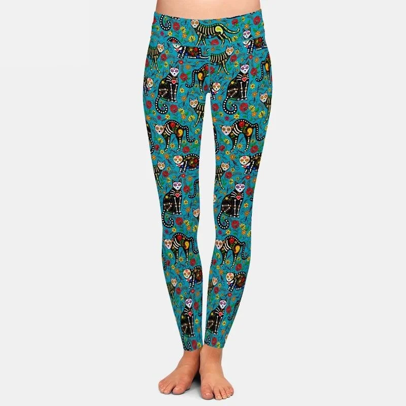 Special Buy Ladies Sexy Skull Black Cats Printed Leggings