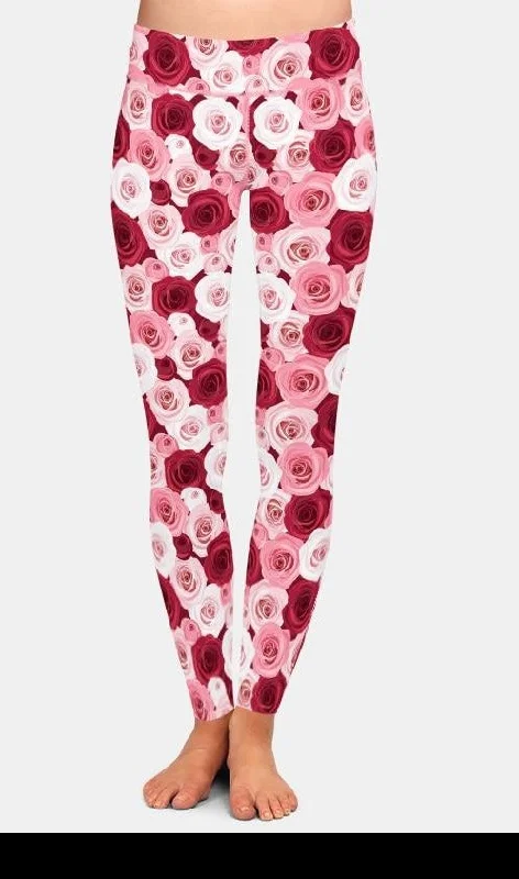 Exclusive Preview Ladies Stunning Rose Printed Leggings