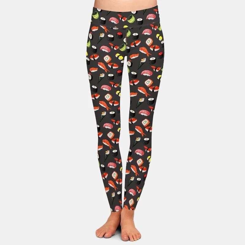 Deep Discounts Ladies Sushi Digital Printed Fitness Leggings