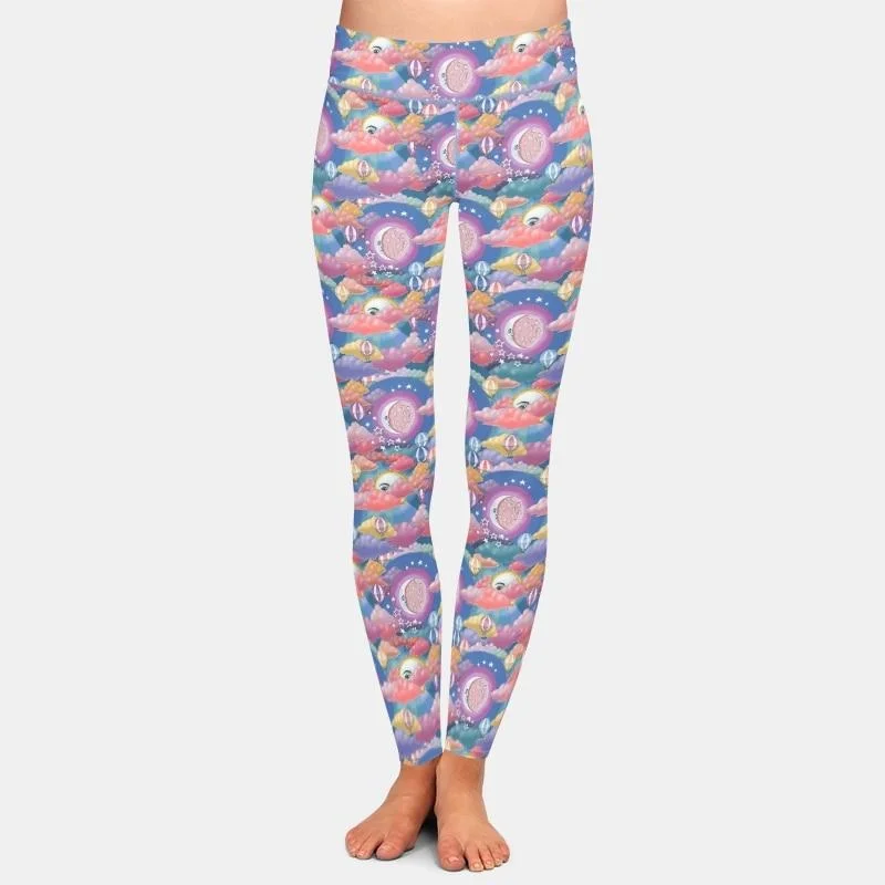 Epic Deals Womens 3D Sun, Moon & Balloons Printed Leggings