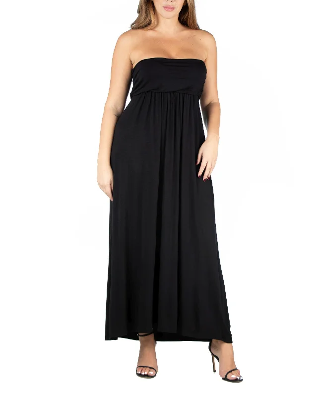 Fantastic Offers 24seven Comfort Apparel Plus Size Strapless Maxi Dress