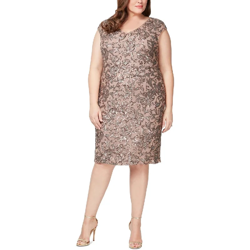 Weekend Special Alex Evenings Womens Plus Patterned Midi Sheath Dress