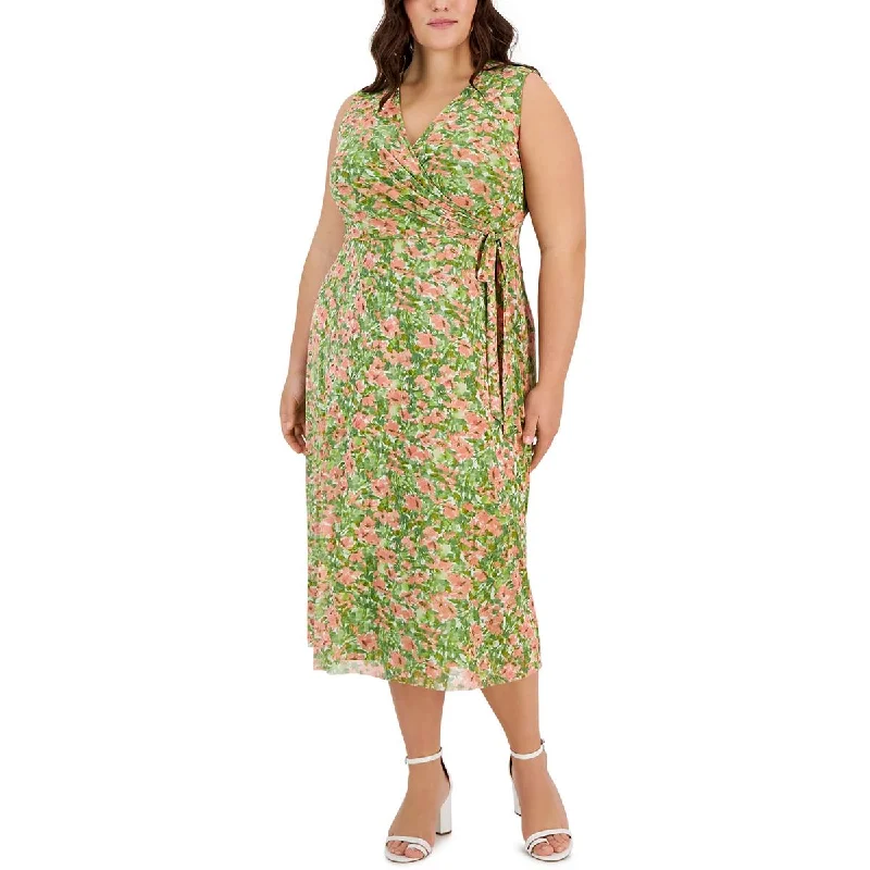 New Markdowns Anne Klein Womens Plus Side Tie Long Maxi Dress