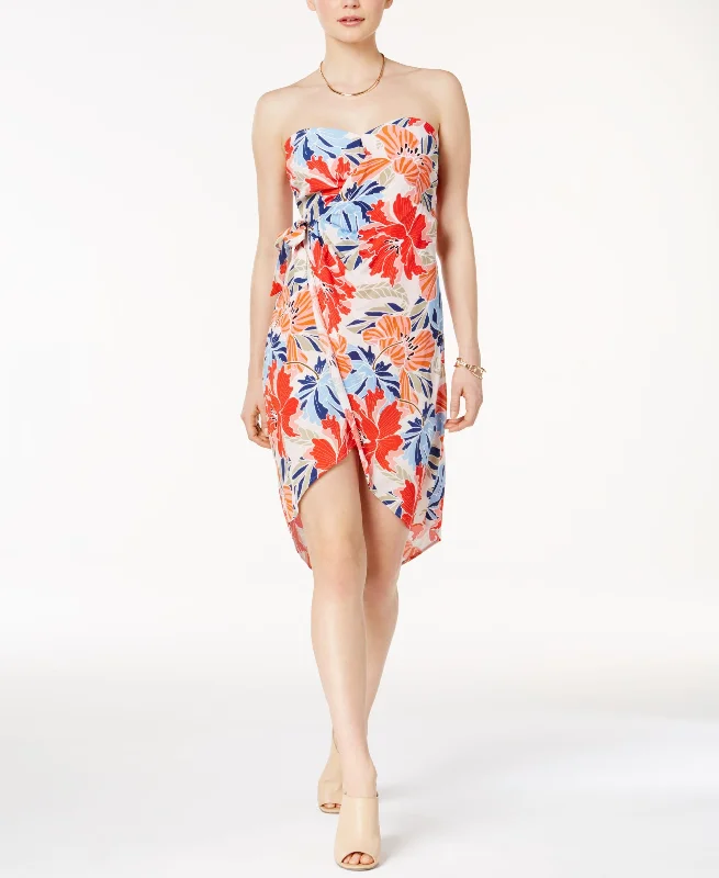 Final Clearance Astr Josefina Printed Strapless Dress