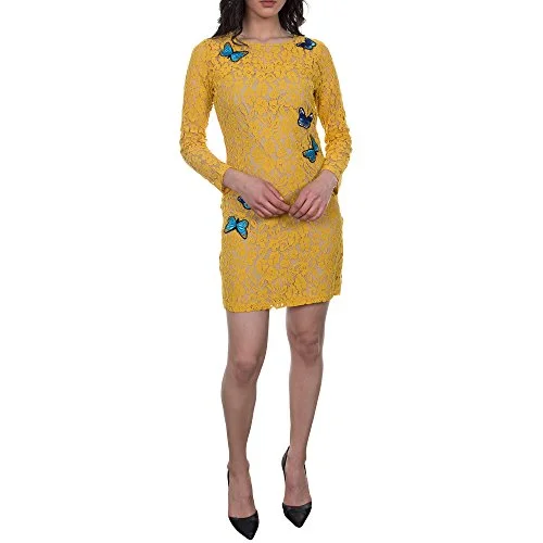 Bargain Blast Blue Long Sleeves Amber Lace Dress with Butterfly Patches