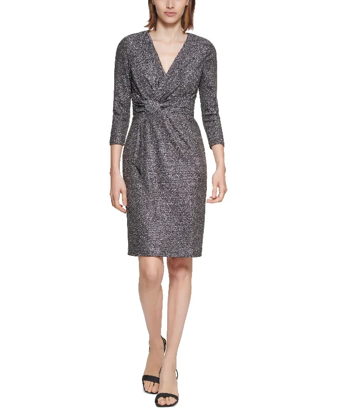 Price Fest Calvin Klein Glitter-Knit V-Neck Sheath Dress