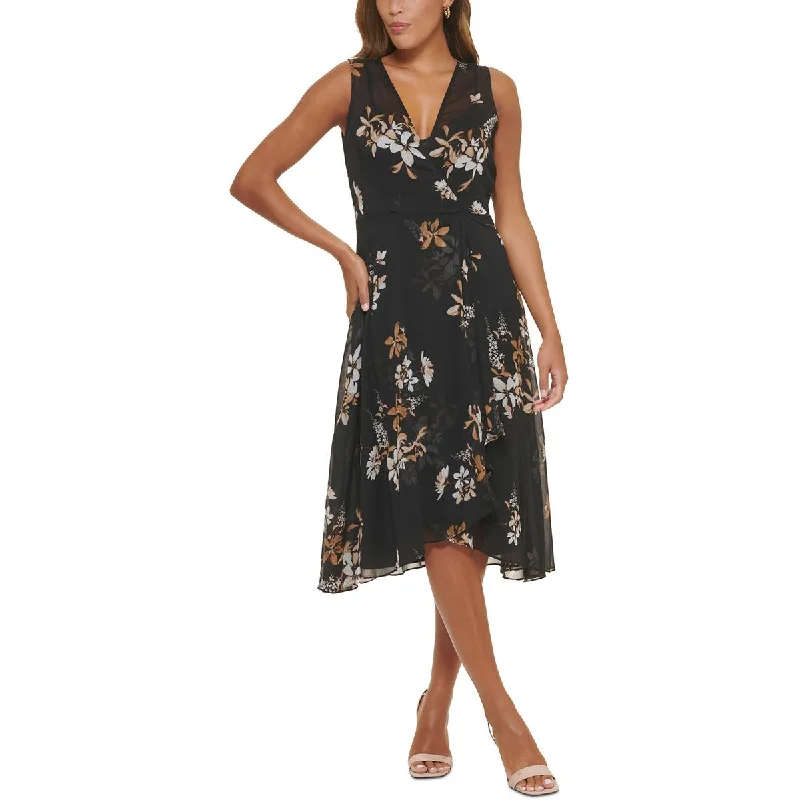 Stock Clearance Calvin Klein Womens Surplice Mid-Calf Midi Dress