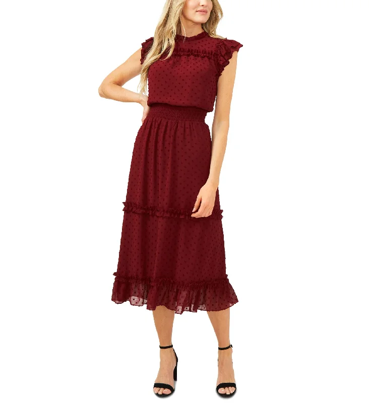Discount Deals Cece Ruffled Swiss Dot Midi Dress