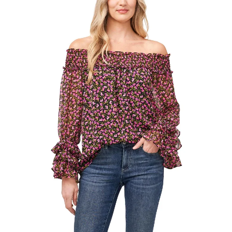 Price Cut CeCe Womens Floral Print Polyester Blouse