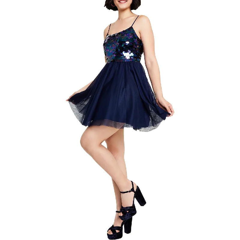 Closeout Sale City Studio Womens Juniors Sequined Mini Fit & Flare Dress