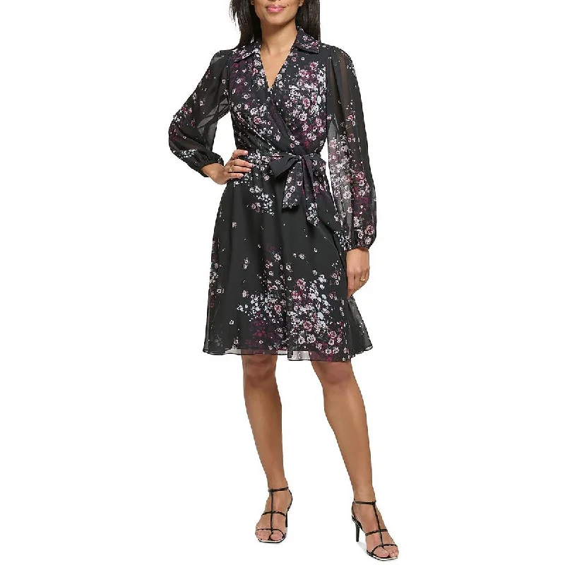 Crazy Savings DKNY Womens Knee Length Surplice Neck Wrap Dress