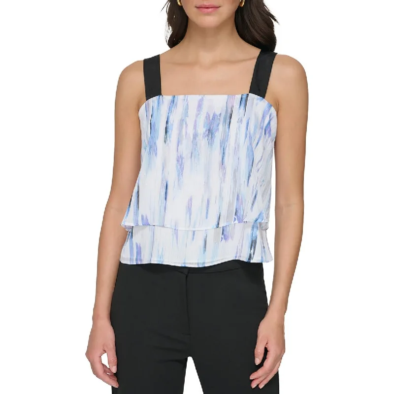 Unmissable Offer DKNY Womens Metallic Double Layer Tank Top