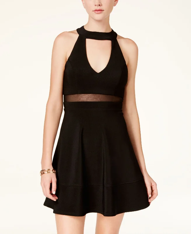 Today Only Emerald Sundae Juniors Illusion Mock Neck Fit Flare Dress