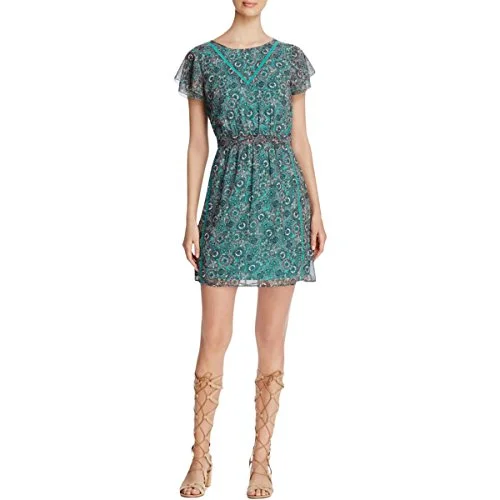 Loyalty Reward Finity Printed Flutter Sleeve Dress