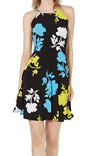 Markdowns Floral-Print Halter Fit & Flare Dress