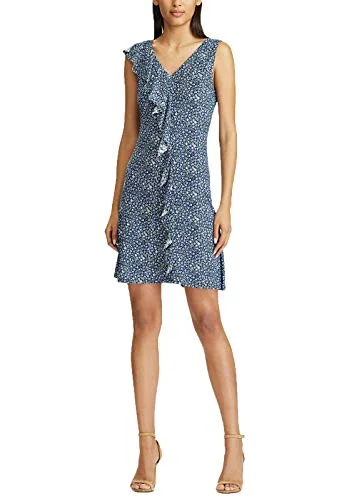 Price Cut Floral-Print Ruffle-Trim Jersey Dress