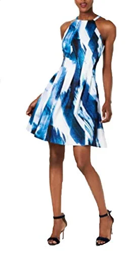 Lowest Price Halter Scuba Fit & Flare Dress