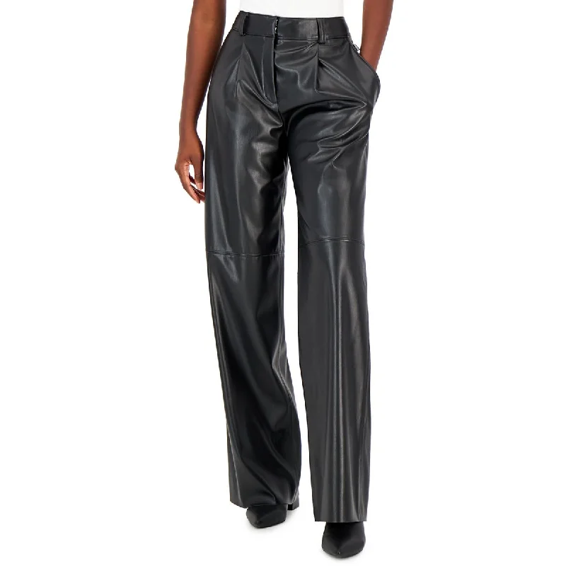 Online Only Hugo Womens High-Rise Faux Leather Trouser Pants