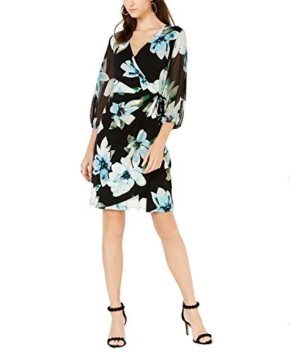 Reduced Prices I.N.C. Floral Woven Faux-Wrap Dress
