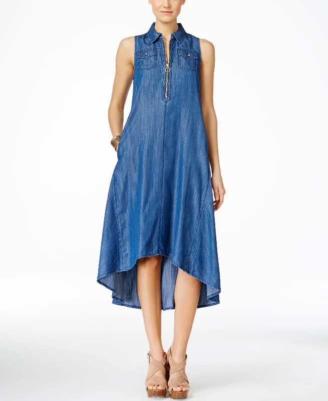 Stock Clearance INC International Concepts High Low Denim Trapeze Dress