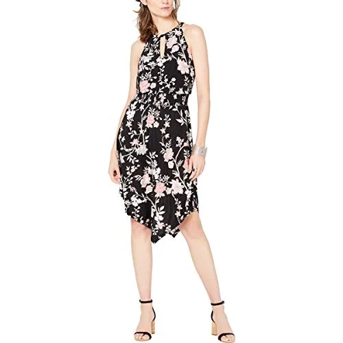 Online Only INC Sleeveless Printed Handkerchief-Hem Dress