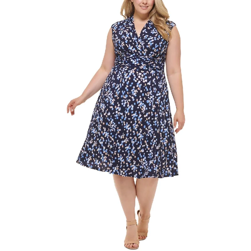 Discount Mania Jessica Howard Womens Plus Jersey Fit & Flare Dress
